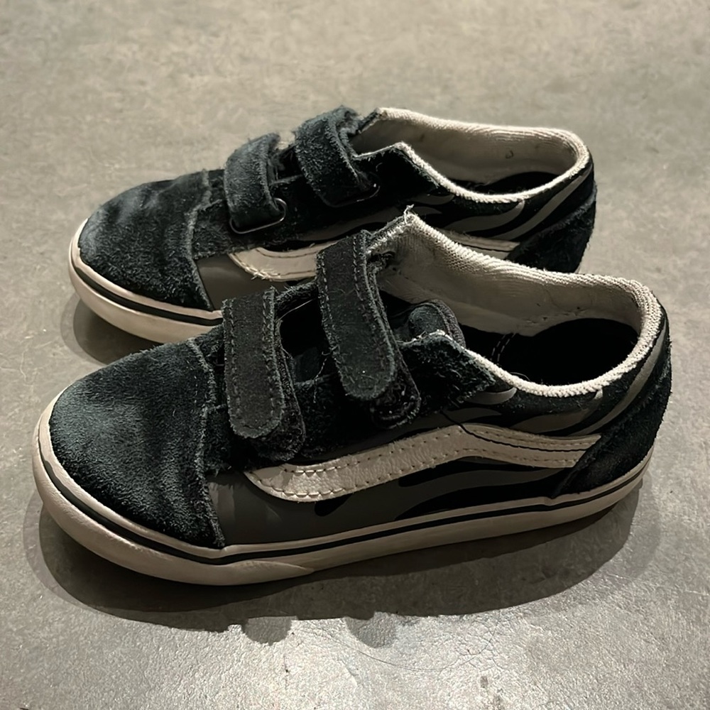 Velcro Vans with flames! Toddler Size 10